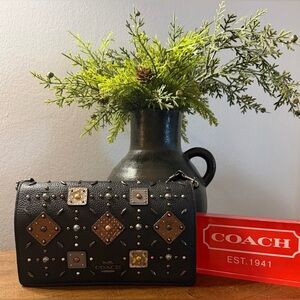 Coach Foldover Clutch with Prairie Rivets/Snakeskin Detail